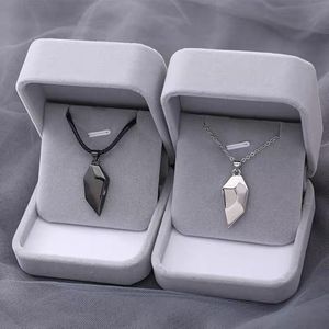 Подвесные ожерелья корейская модная магнитная пара колье для влюбленных готические панк -сердце мужчины женские вечеринки подарки подарки