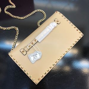 Wholesale used leather messenger bag resale online - Women Wristband Clutch Bag With Chain Rivet decoration Genuine Leather Design It can be used as messenger bags and shoulder bags colors high quality Pouch Purse