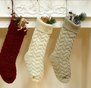 Kişiselleştirilmiş Örgü Noel Şekeri Boş Pet Stokları Noel Çorapları Tatil Stokları Duvarda Asılı Aile Çorapları