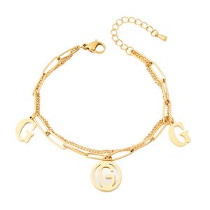 Wholesale gold bracelet with letter charms for sale - Group buy Popular Double Layered Letter G Charm Bracelet Women Style Gold Bracelets Jewelry