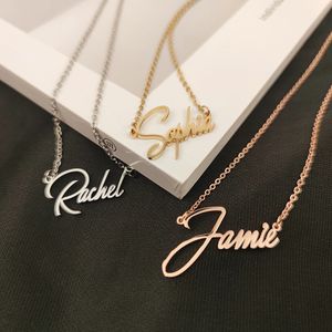 Anpassat namn halsband för kvinnor personlig typskylt guld choker rostfritt stål smycken krage para mujer bijoux femme