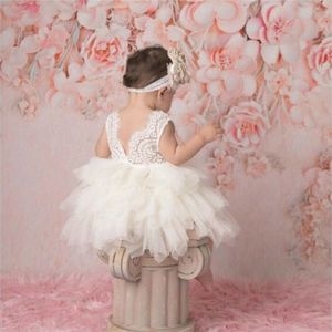 Toddler Girl Baby Clothing Dresses 1 Year Birthday Christening Lace Girls Tulle Dress Kids Infant Party Cake Smash Outfit 220426