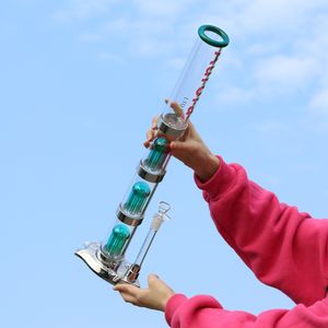 スイッチ可能なカラーフッカーアームツリー付きLEDライトメタルベースPERC GLASS BONG TALL 22インチ水道パイプ14mmメスのジョイントオイルダブリグ付きボウル