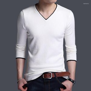 Wholesale white spring sweater resale online - Men s Sweaters Men Sweater Fashion V Neck Knitted Pullovers Slim Fit Spring Autumn Korean Mens Clothes Daily White Black PulloversMen s Mari