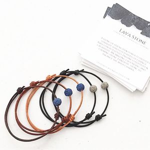 Strand Lava Rock Surfer Armband Lädersmycken Enkel herr Cord Stone för Son Gift Teens Pärlade Strands