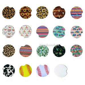 19 Design Print Neoprene Car Coasters Pad Mat Anti Slip Removable Absorbent Rubber Cup Holder For Cups Tumbler Mugs Decor Accessories Cars Living Room Kitchen Office