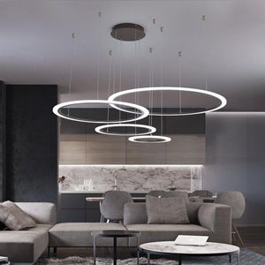 Pendant Lamps Living Room Chandelier Simple Modern Atmosphere Home Creative Personality Restaurant Ring Hall Ceiling Light Net Red LampsPend