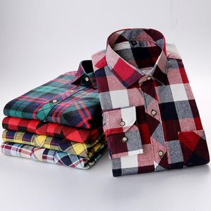 Men's Casual Shirts Brand Flannel Plaid Shirt Men Cotton 2022 Autumn Male Long Sleeve Plus Size High Quality Warm Man ClothesMen's