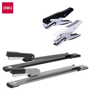 DELI Long Arm Stapler Plier Machine Black Grey Color Metal Structure Paper Sewing Office Stationery 220510