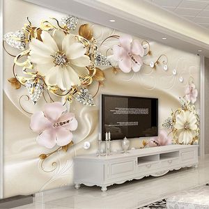 Bakgrundsbilder Custom Mural European Style 3D Jewelry Art Wall Painting Living Room TV Bakgrund PO WALLPET för sovrum Papel de Paredewallpa