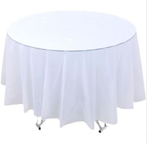 portable Disposable round Table Covers PE Plastic dining tabless tablecover Plastic Tablecloth for Christmas festival party Wedding Birthday decor