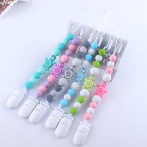 Newborn Baby Pacifier Holder Plastic Clips Cute Candy Color Turtle Silicone Pacifiers Nipple Anti-drop chain Infant appease Toy