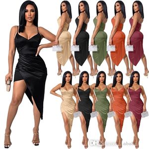 Sexy Bez Rękawów Kobiety Dresses Designers Nieregularne Sukienka Klatka piersiowa Zawijamy Spersonalizowane koronki w górę Bodycon Sukienka Clubwear