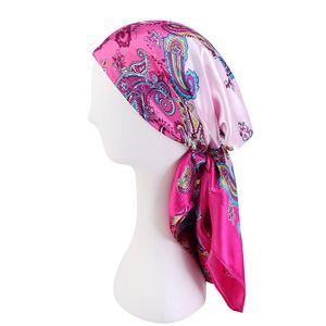 Cashew Flower Satin African Headtie Hair Accessories Fashion PrintTurban Hat Headwear Hair Wrap Bonnet Chemo Cap Head Wraps for Women