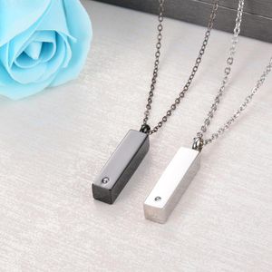 Charms Kostenlose benutzerdefinierte Namen Edelstahl Cube Bar Urne Halskette Memorial Asche Andenken Anhänger Feuerbestattung JewelryCharms CharmsCharms