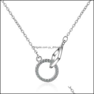 Pendant Necklaces Pendants Jewelry Women Fashion 925 Sterling Sier Necklace Chains Cubic Zirconia Geometric Korean Style Collar Gift Drop