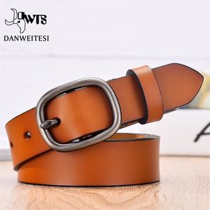 Dwtswomen Belt designer kvinnliga äkta läder för pin spännen fancy vintage för jeans 220712