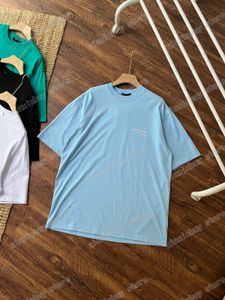 22SS男性女性デザイナーTシャツティーパリシーウェーブプリントコットンクルークルーネックストリートウェアXINXINBUYブラックグリーンブルー特大XS-L