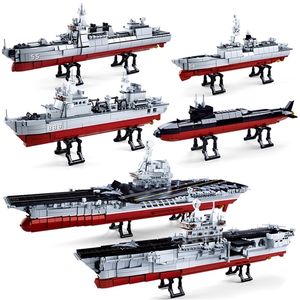 Askeri Donanma Gemi Teknesi Setleri Bina Kiti Bloklar Çocuk Oyuncak Tuğla Uçaklı Yaratıcı Diy Ordu Savaş Gemisi Denizaltı 220715