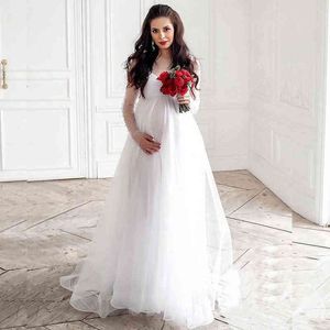 Maternity Wedding Dress Baby Showers Party Pregnancy Summer Maxi Gown Photo Tulle Pregnant Women Photography Shoot Prop Clothes G220309