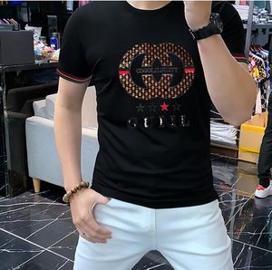 Summer new European goods mens T-Shirts short-sleeved t-shirt round neck shirt trendy comfortable all-match sequin embroidery mens top