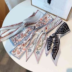 Houndstooth French Letter Long Temperament Fairy Streamer Elegant Retro Printing Silk Scarf Wedding Headband