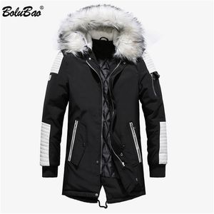 BOLUBAO Winter Brand Men Parkas Coats Men's Thick Warm Long Overcoat Fashion Casual Patchwork Hooded Parka Coat Male 201128