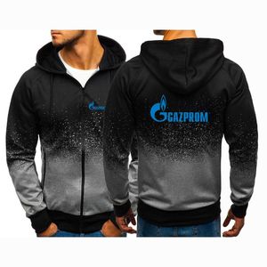 Men's Jackets Men's Russia Gazprom Printing Fashion Spring Autumn Gradient Classic Hoodies High Quality Leisure Zipper Jacket CoatMen's