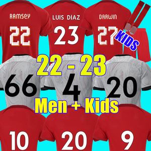 21 Sezon Ramsey Home Away rd czerwony żółty koszulki piłkarskie Darwin LUIS Diaz Football Shirts Men Kits Kits Mundurs