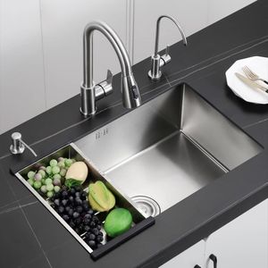 304 Stainless Steel Kitchen Sink Basin Undermount Handmade Brushed Narrow Edge Bar Sink With Drain Accessories