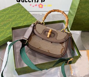 2022 Small Top Handle Bamboo Handbags Shoulder Bags Brown Canvas 21x16cm Women Luxury Designer Mini Crossbody Bag Totes Small Purses Phone Flap Hobo Handbag Purse