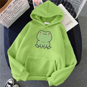 Frog Hoodie Vintage Harajuku Kadın Kış Hoodies Kawaii Sevimli Sıradan Sokak Giyim Estetik Büyük Boy Kadın Gevşek Sweatshirts 220722