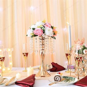 decoração xQuisite Flower Vaso Twist Stand Stand Golden/ Silver Wedding/ Table Piece central 52 cm de altura Decoração de casa de chumbo IMAKE067