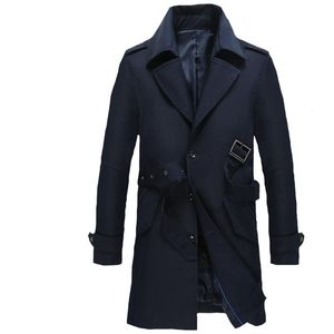 Men's Trench Coats Vintage Men Coat Turn Collar Streetwear Single Button Slim Male Chaqueta Larga Hombre Size M -4XL 18762-5Men's