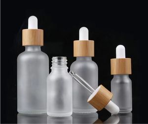 5ml-100ml bamboo wood frosted essential oil bottle glass essence stock solution split transparent dropper bottle