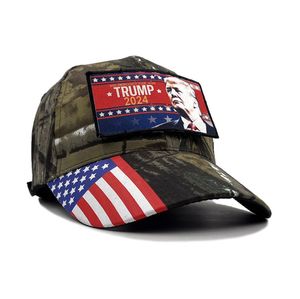 New Donald Trump 2024 Cap Camouflage USA Flag Baseball Caps Snapback President Hat Velcro printing embroidery quality Dad hat