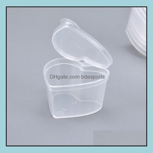 45Ml Pp Heart Square Shaped Seasoning Box Disposable Tasting Cup Salad Sauce Take-Out Packaging Sn2028 Drop Delivery 2021 Packing Boxes Of