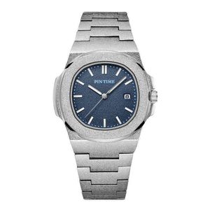 Pintime Mens Fashion Watch Watch Digner Frosted Stainls Steel Quartz Movement Watch Way Sport Wristwatch