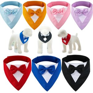 Pet Triangle Bibs Scarfs Adjustable Collar Gentleman Bow Tie Suit Novelty Bandanas Dog Apparel Supply