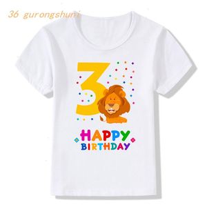 Camiseta de camiseta para meninos para meninas tops de desenho animado número anos tee gráfico de aniversário