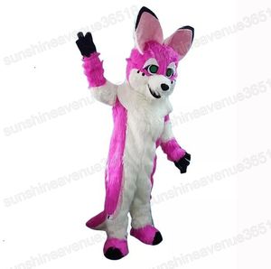 Halloween Long Fur Furry Husky Dog Mascot Costume Cartoon Theme Character Carnival Festival Fancy Dress Christmas Adults Size Party Outfit Suit