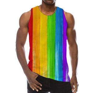 Tampo masculino Tops Rainbow top para homens impressão 3D PRIMEIRO COLORFO MANEIRO MANEIRO MUITO GRAFICA MULTICOLOR TEES Sport Gym Beach Tanksmen's