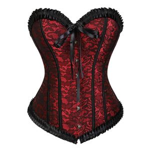 Bustiers Corsets Bustier For Women Lingerie Top Plus Size Corset Lace Up Flower Print Gothic Corselet Overbust Sexy Victorian FashionBusti
