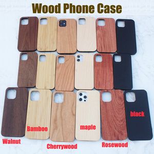 حالات الهاتف الخشبية الأصلية لـ Ipone 13 12 11 Pro Max Xr XR 7 8 Plus Samsung S21 S20 Ultra Nature Wooden Bamboo Case مع TPU Soft Shockproof Simplicity New