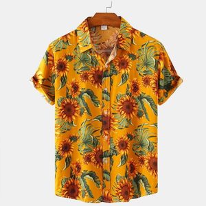 Herren-Freizeithemden, Sommer-Sonnenblumen-Druck, Herrenmode, Strand, Hawaii-Urlaub, Tops, Partykleidung, Herren