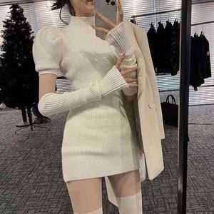 Frauen Gestrickte Pullover Kleid Koreanische Mode Kleidung Für Neues Jahr Einteilige Damen Y2k Strick Korea Casual Kleider Frühling 2022 Y220413