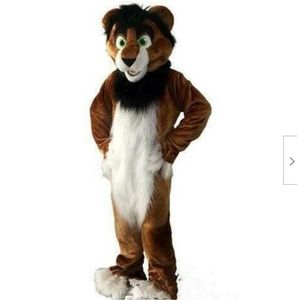 Halloween Brown Husky Fox Dog Mascot Costume Long Fur Fursuit Clothing Adult Size high quality