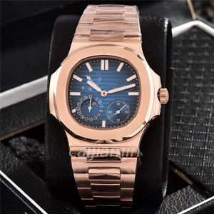 Cai Jiamin - Zegarek Męski Zegarek mechaniczny Men Mechanical Watch Rose Gold zegarek ze stali nierdzewnej 2813 Ruch mechaniczny 40 mm Blue Dial Watch