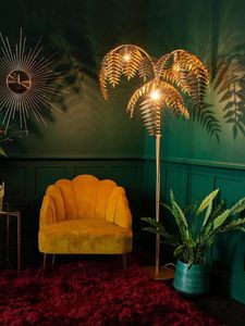 Golvlampor europeisk stil Retro Villa Vardagsrum och El Sovrum Klädaffär Mjuk Design Järn Palm Leaf Soffa Lampa Golv