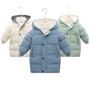 Lange Stil Winter Mädchen Mantel Warm Halten Mode Plus Samt Herbst Jungen Mantel Weihnachten Geburtstag Geschenk 4-10 Jahre kinder Kleidung J220718